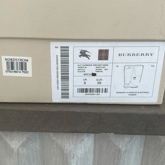 Burberry Rain Boots Signature House Check Black/Grey Size 39 EUC - Picture 13 of 13